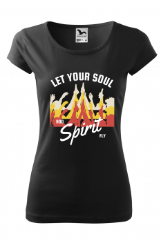 Tricou personalizat Let Your Soul and Spirit Fly, pentru femei, negru, 100% bumbac