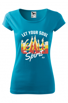 Tricou personalizat Let Your Soul and Spirit Fly, pentru femei, turcoaz, 100% bumbac