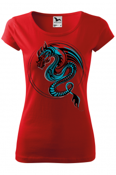 Tricou personalizat Blue Dragon, pentru femei, rosu, 100% bumbac