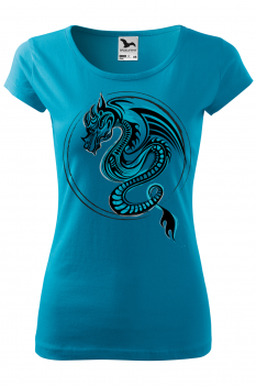 Tricou personalizat Blue Dragon, pentru femei, turcoaz, 100% bumbac