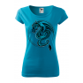 Tricou personalizat Blue Dragon, pentru femei, turcoaz, 100% bumbac