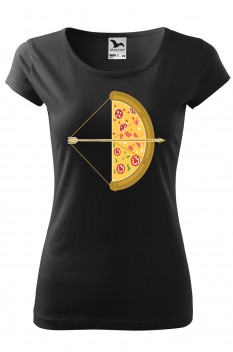 Tricou imprimat Arrow Pizza, pentru femei, negru, 100% bumbac
