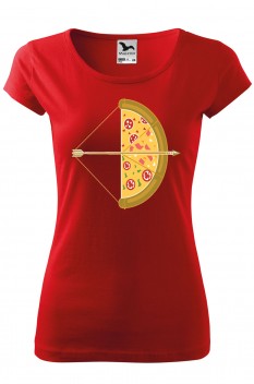 Tricou imprimat Arrow Pizza, pentru femei, rosu, 100% bumbac