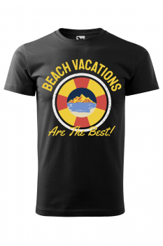Tricou imprimat Beach Vacations, pentru barbati, negru, 100% bumbac