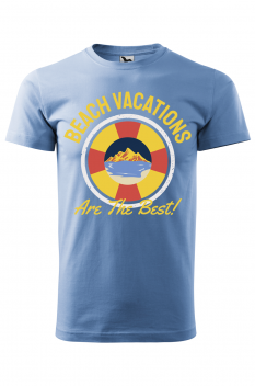 Tricou imprimat Beach Vacations, pentru barbati, albastru deschis, 100% bumbac