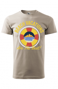 Tricou imprimat Beach Vacations, pentru barbati, gri ice, 100% bumbac