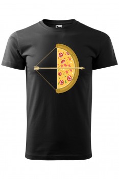 Tricou imprimat Arrow Pizza, pentru barbati, negru, 100% bumbac