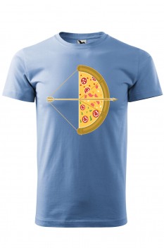 Tricou imprimat Arrow Pizza, pentru barbati, albastru deschis, 100% bumbac