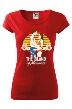 Tricou imprimat The Island of Memories, pentru femei, rosu, 100% bumbac