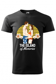 Tricou imprimat The Island of Memories, pentru barbati, negru, 100% bumbac