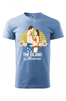 Tricou imprimat The Island of Memories, pentru barbati, albastru deschis, 100% bumbac