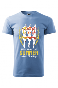Tricou imprimat People Who Don't Like Summer are Boring, pentru barbati, albastru deschis, 100% bumbac