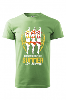 Tricou imprimat People Who Don't Like Summer are Boring, pentru barbati, verde iarba, 100% bumbac