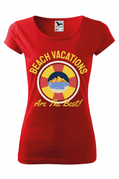 Tricou imprimat Beach Vacations, pentru femei, rosu, 100% bumbac