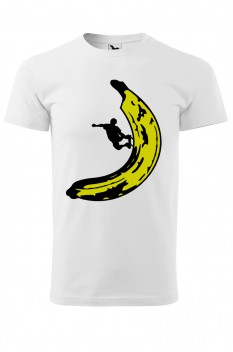 Tricou imprimat Banana Skateboard, pentru barbati, alb, 100% bumbac