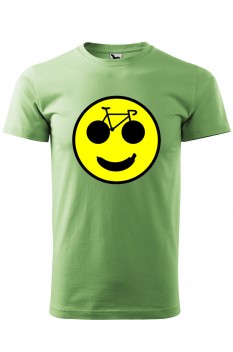 Tricou imprimat Banana and Bicycle, pentru barbati, verde iarba, 100% bumbac
