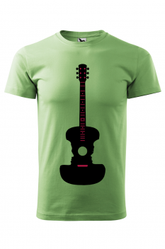 Tricou imprimat Accoustic Guitar, pentru barbati, verde iarba, 100% bumbac
