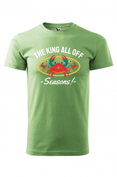 Tricou imprimat The King all off Seasons, pentru barbati, verde iarba, 100% bumbac