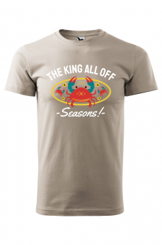Tricou imprimat The King all off Seasons, pentru barbati, gri ice, 100% bumbac