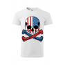 Tricou imprimat American Skull, pentru barbati, alb, 100% bumbac