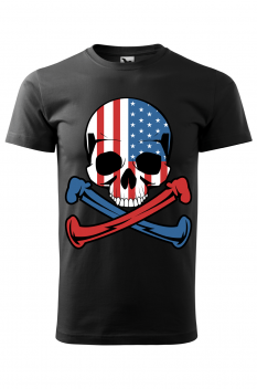 Tricou imprimat American Skull, pentru barbati, negru, 100% bumbac