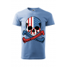 Tricou imprimat American Skull, pentru barbati, albastru deschis, 100% bumbac