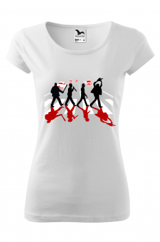 Tricou imprimat Abbey Road Killer Red, pentru femei, alb, 100% bumbac
