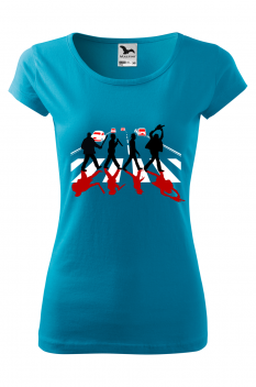 Tricou imprimat Abbey Road Killer Red, pentru femei, turcoaz, 100% bumbac