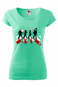 Tricou imprimat Abbey Road Killer Red, pentru femei, verde menta, 100% bumbac
