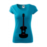 Tricou imprimat Accoustic Guitar, pentru femei, turcoaz, 100% bumbac