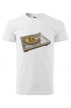 Tricou imprimat Bitcoin Scratch, pentru barbati, alb, 100% bumbac
