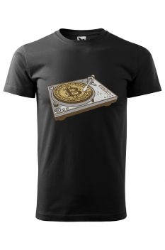 Tricou imprimat Bitcoin Scratch, pentru barbati, negru, 100% bumbac