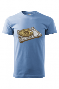 Tricou imprimat Bitcoin Scratch, pentru barbati, albastru deschis, 100% bumbac