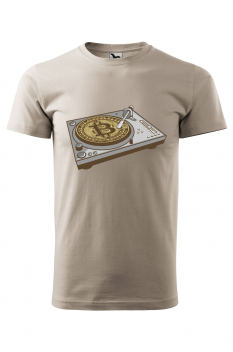 Tricou imprimat Bitcoin Scratch, pentru barbati, gri ice, 100% bumbac