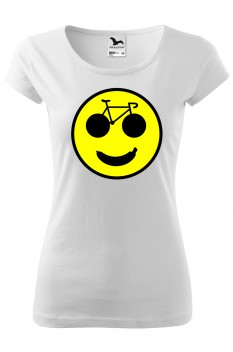 Tricou imprimat Banana and Bicycle, pentru femei, alb, 100% bumbac