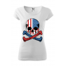 Tricou imprimat American Skull, pentru femei, alb, 100% bumbac