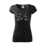 Tricou imprimat Bicycle Peace, pentru femei, negru, 100% bumbac