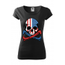 Tricou imprimat American Skull, pentru femei, negru, 100% bumbac