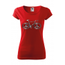 Tricou imprimat Bicycle Peace, pentru femei, rosu, 100% bumbac
