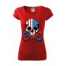 Tricou imprimat American Skull, pentru femei, rosu, 100% bumbac