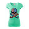 Tricou imprimat American Skull, pentru femei, verde menta, 100% bumbac