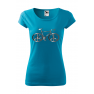 Tricou imprimat Bicycle Peace, pentru femei, turcoaz, 100% bumbac