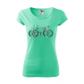 Tricou imprimat Bicycle Peace, pentru femei, verde menta, 100% bumbac