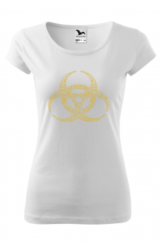 Tricou imprimat Biohazard, pentru femei, alb, 100% bumbac
