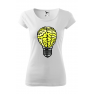 Tricou imprimat Brain Lightbulb, pentru femei, alb, 100% bumbac