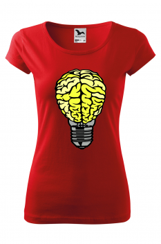 Tricou imprimat Brain Lightbulb, pentru femei, rosu, 100% bumbac