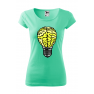 Tricou imprimat Brain Lightbulb, pentru femei, verde menta, 100% bumbac