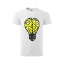Tricou imprimat Brain Lightbulb, pentru barbati, alb, 100% bumbac