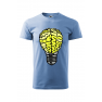 Tricou imprimat Brain Lightbulb, pentru barbati, albastru deschis, 100% bumbac