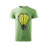 Tricou imprimat Brain Lightbulb, pentru barbati, verde iarba, 100% bumbac
